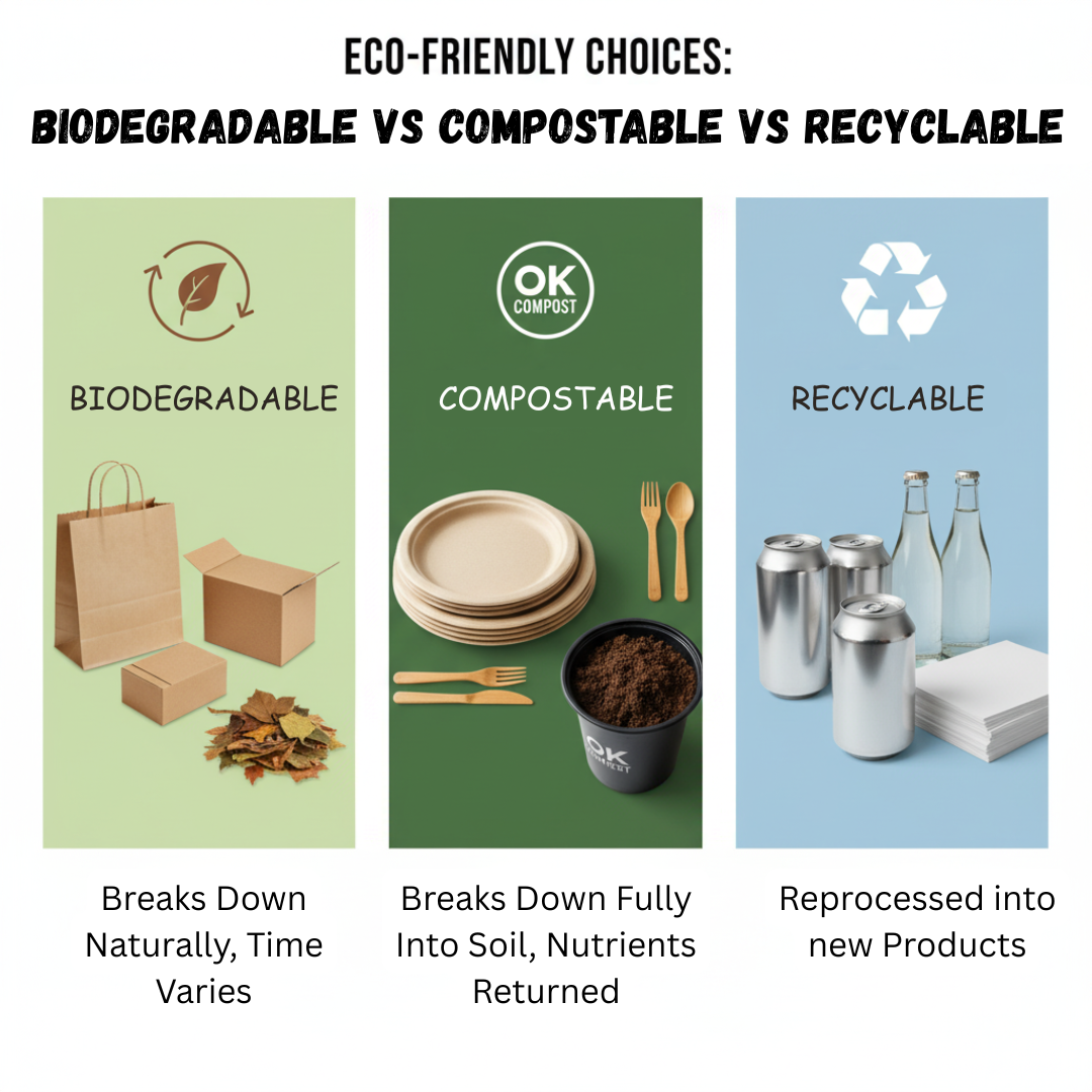 The Difference Between Biodegradable, Compostable, and Recyclable – Explained Simply