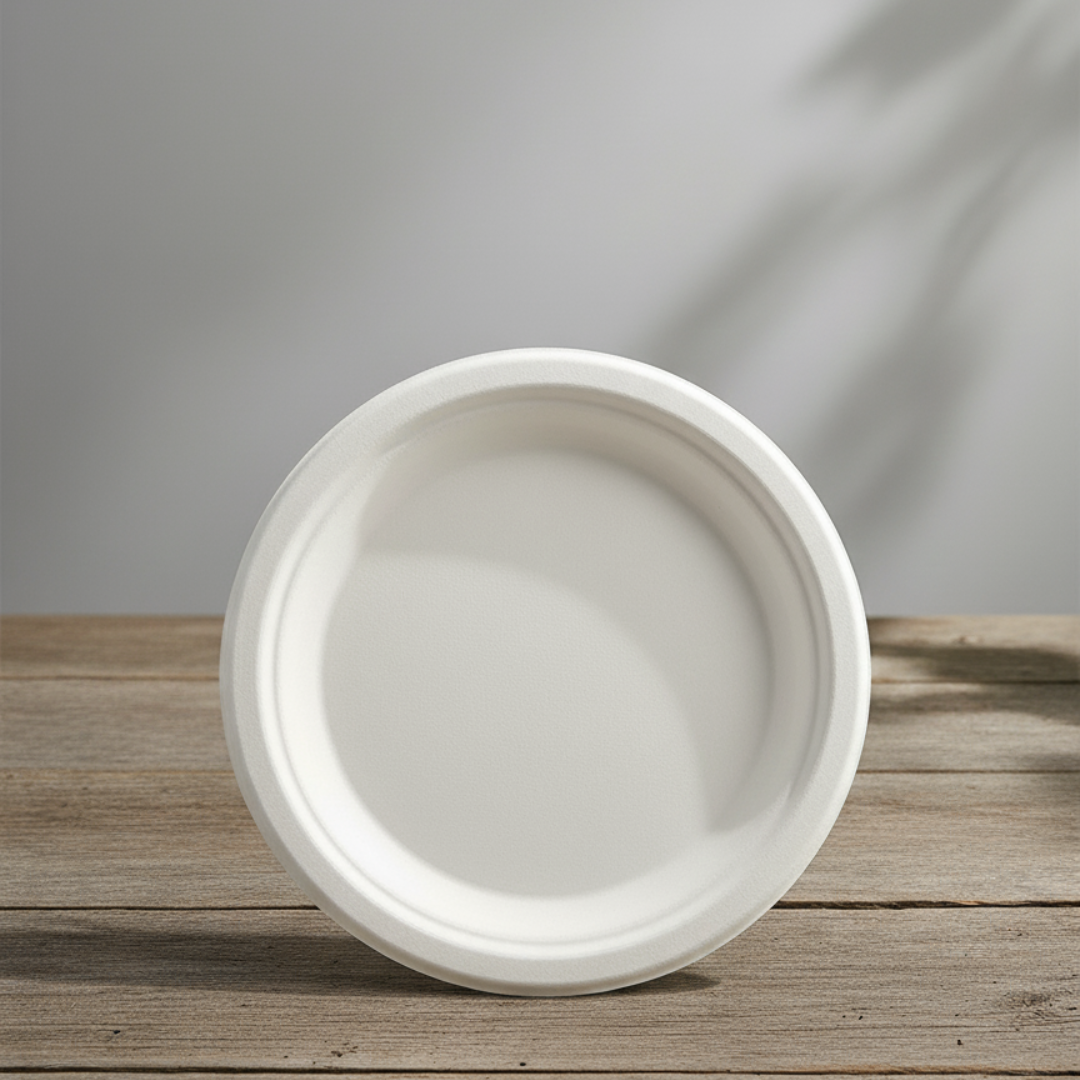 Disposable Paper Plates 10 Inch – 50 Pack | 100% Compostable Sugarcane Bagasse Plates, Heavy Duty, Oil & Cut Resistant, Microwave & Freezer Safe, Eco-Friendly Round Plates for Parties & Catering