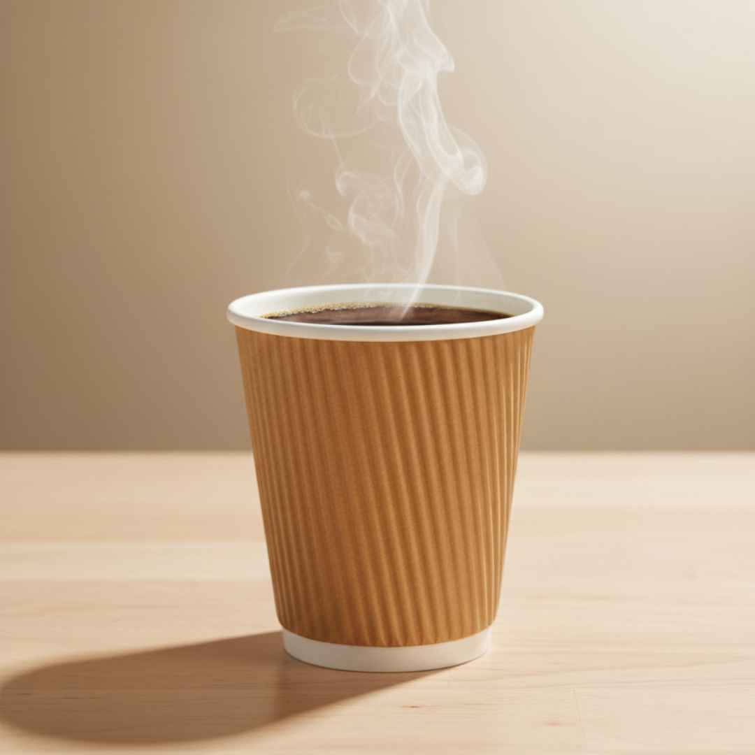 BioGreen 25-Pack Double Wall Coffee Cups – 8oz | Corrugated Kraft Paper, Durable & Leak-Resistant, Recyclable & Eco-Friendly | Ideal for Hot Drinks, Cafes & Takeaway