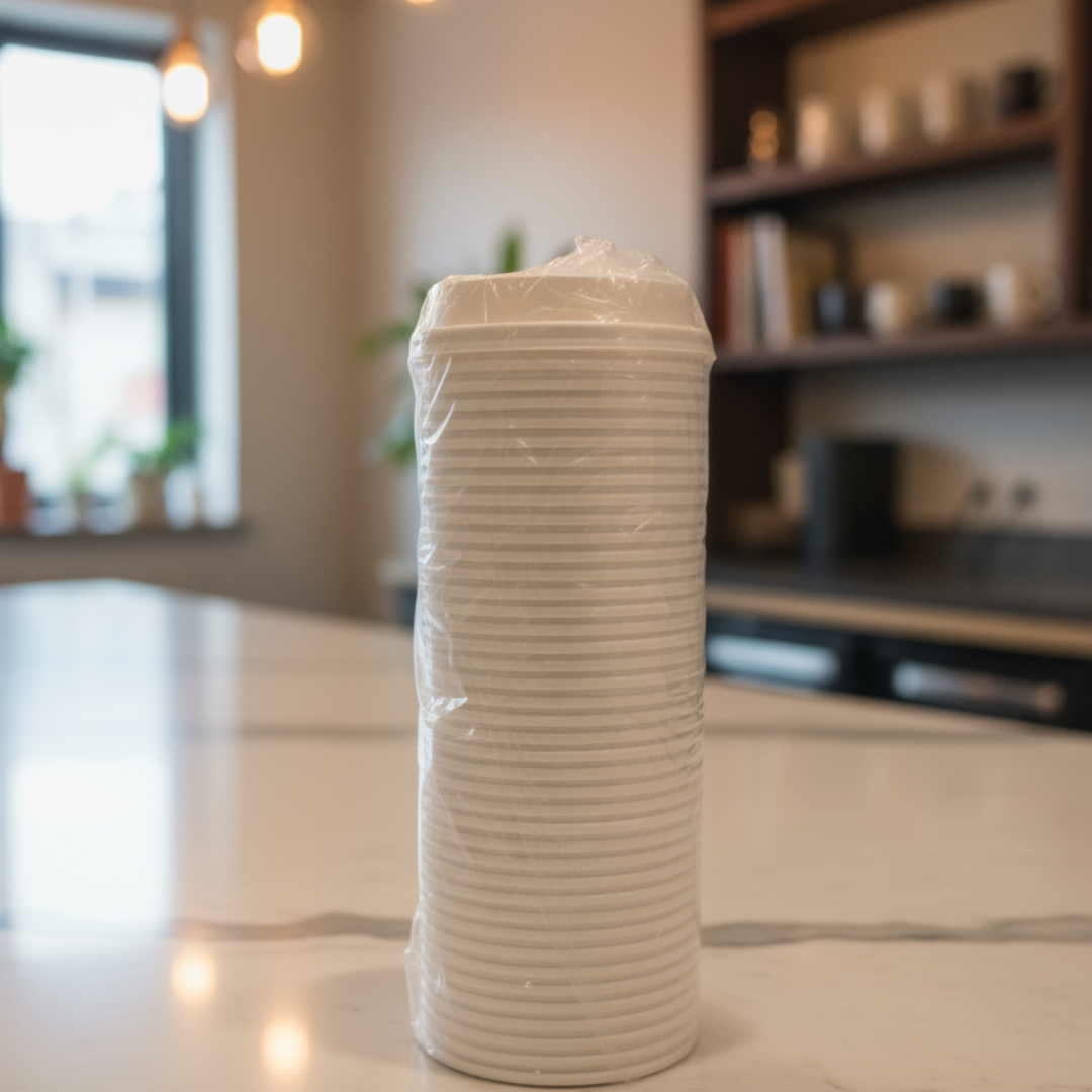 8oz Coffee Cup Lids – 80mm Disposable Hot Drink Lids for 8oz Paper Cups | Spill-Proof, Durable Plastic Covers for Takeaway & Catering (50 Pack)