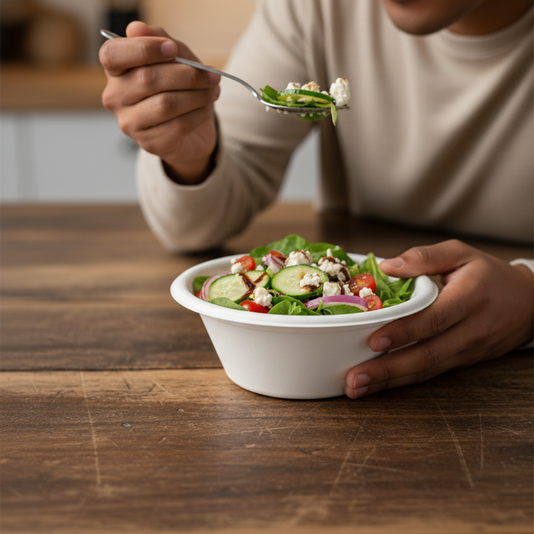 BioGreen 6" (153mm) Eco-Friendly Sugarcane Bowls – 50 Pack | 100% Compostable, Biodegradable, Heavy-Duty, Oil & Cut Resistant, Microwave & Freezer Safe | Disposable Bowls for Ice Cream, Snacks & Hot or Cold Foods