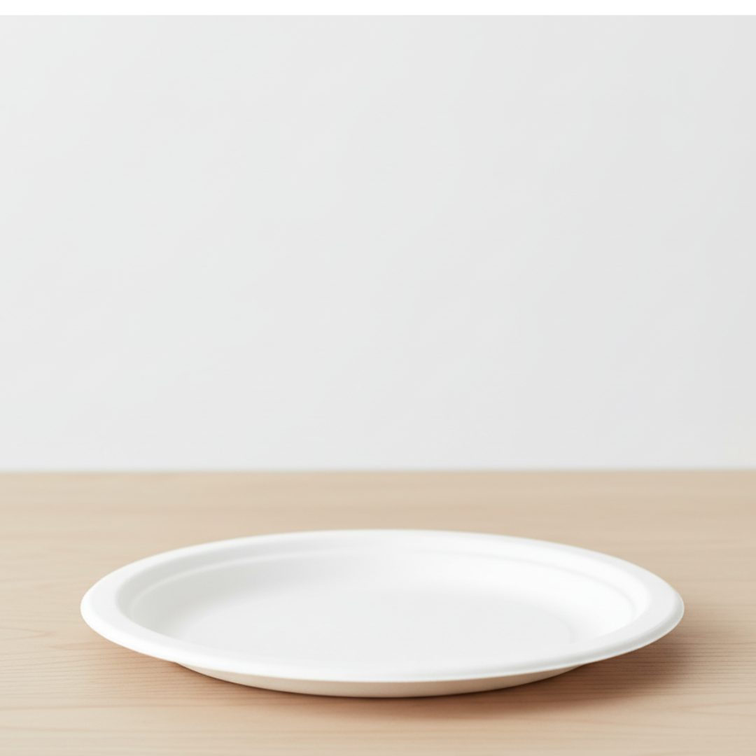 Disposable Paper Plates 7 Inch – 50 Pack | 100% Compostable Sugarcane Bagasse Plates, Heavy Duty, Oil & Cut Resistant, Microwave & Freezer Safe, Eco-Friendly Round Plates for Parties & Catering