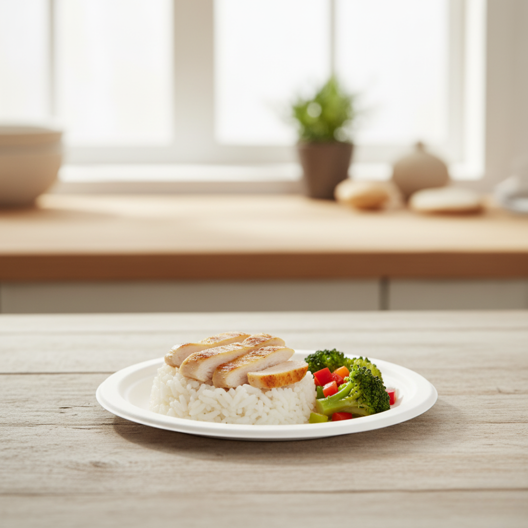 Disposable Paper Plates 7 Inch – 50 Pack | 100% Compostable Sugarcane Bagasse Plates, Heavy Duty, Oil & Cut Resistant, Microwave & Freezer Safe, Eco-Friendly Round Plates for Parties & Catering