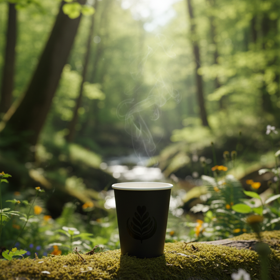 BioGreen 50-Pack Eco-Friendly Paper Coffee Cups – 8oz | 100% Compostable, Bamboo Fiber, Biodegradable & Food Safe | Ideal for Hot Beverages & Snacks