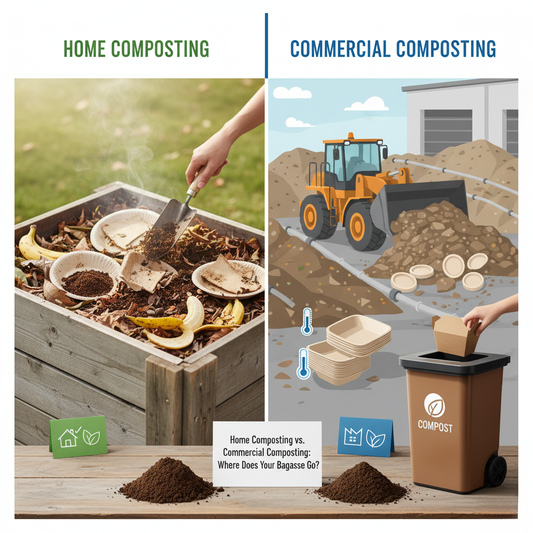 Home Composting vs. Commercial Composting: Where Does Your Bagasse Go?