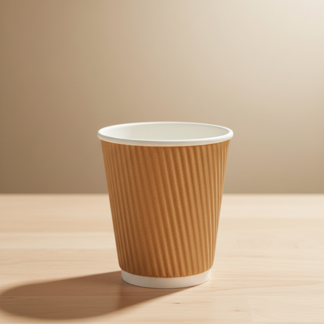 BioGreen 25-Pack Double Wall Coffee Cups – 8oz | Corrugated Kraft Paper, Durable & Leak-Resistant, Recyclable & Eco-Friendly | Ideal for Hot Drinks, Cafes & Takeaway