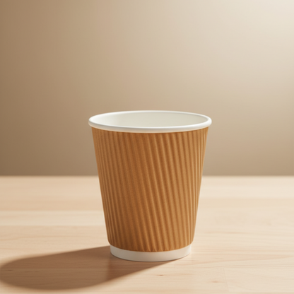 BioGreen 25-Pack Double Wall Coffee Cups – 8oz | Corrugated Kraft Paper, Durable & Leak-Resistant, Recyclable & Eco-Friendly | Ideal for Hot Drinks, Cafes & Takeaway
