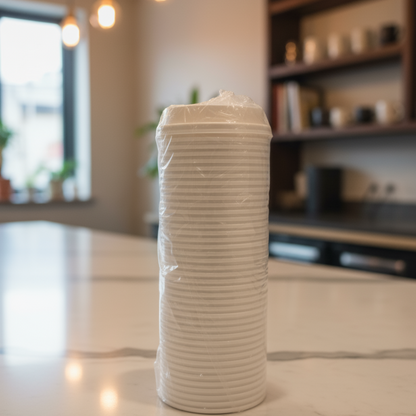 8oz Coffee Cup Lids – 80mm Disposable Hot Drink Lids for 8oz Paper Cups | Spill-Proof, Durable Plastic Covers for Takeaway & Catering (50 Pack)