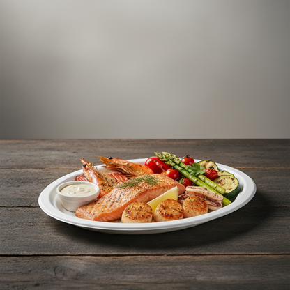 BioGreen 50-Pack Oval Sugarcane Plates – 10" x 7.5" (257mm x 192mm) | 100% Compostable & Biodegradable | Heavy-Duty, Oil & Cut Resistant, Microwave & Freezer Safe Disposable Plates for Hot & Cold Food