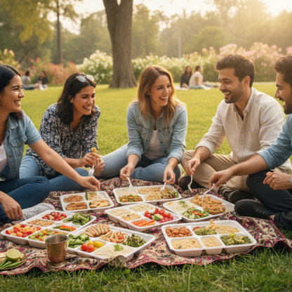 BioGreen 25-Pack 5-Compartment Eco-Friendly Sugarcane Plates – 282x220x38mm | Compostable, Biodegradable, Grease & Cut Resistant, Microwave & Freezer Safe | Disposable Dinner Trays for Parties, Buffets & School Lunches