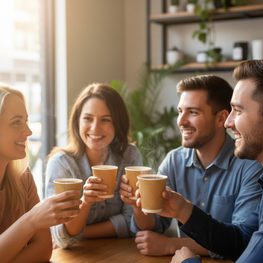 BioGreen 25-Pack Double Wall Coffee Cups – 8oz | Corrugated Kraft Paper, Durable & Leak-Resistant, Recyclable & Eco-Friendly | Ideal for Hot Drinks, Cafes & Takeaway